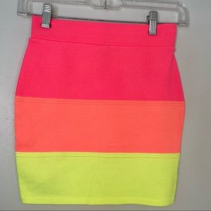 Hera Neon Tri-color color block mini skirt medium